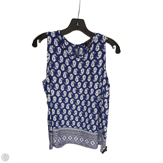 Top Sleeveless By Willi Smith In Blue & White, Size: M