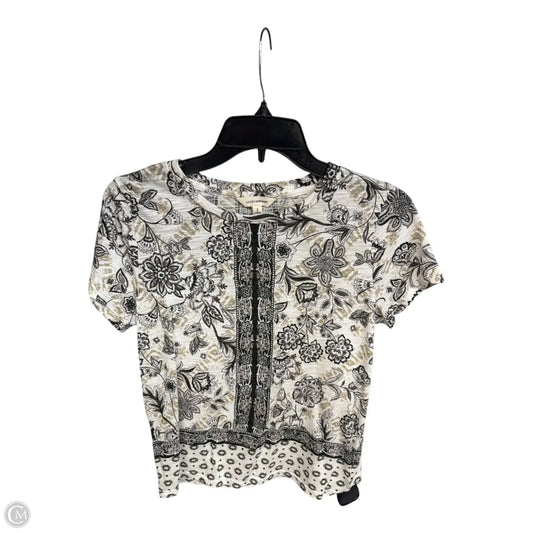 Top Short Sleeve Basic By Lucky Brand In Floral Print, Size: S