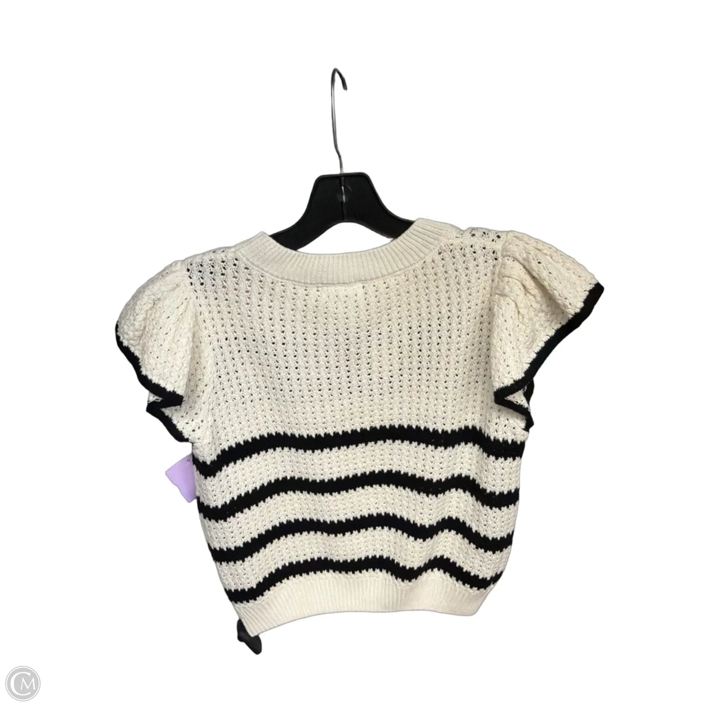 Top Short Sleeve By Blu Pepper In Black & Cream, Size: S