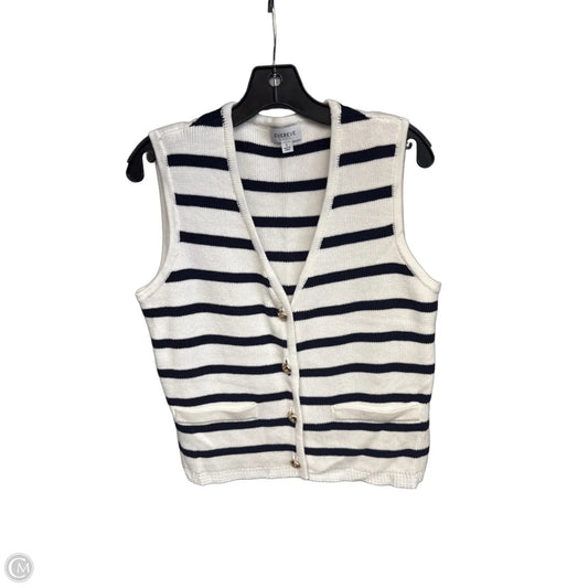 Top Sleeveless By Evereve In Blue & White, Size: L