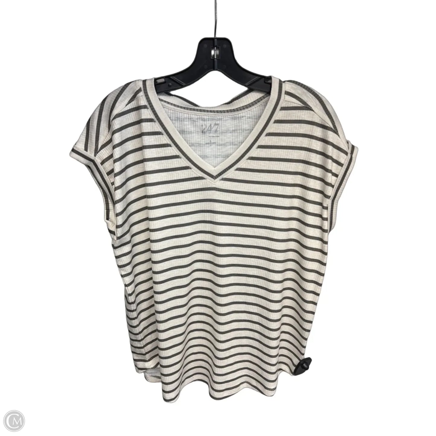 Top Short Sleeve Basic By Maurices In Striped Pattern, Size: L