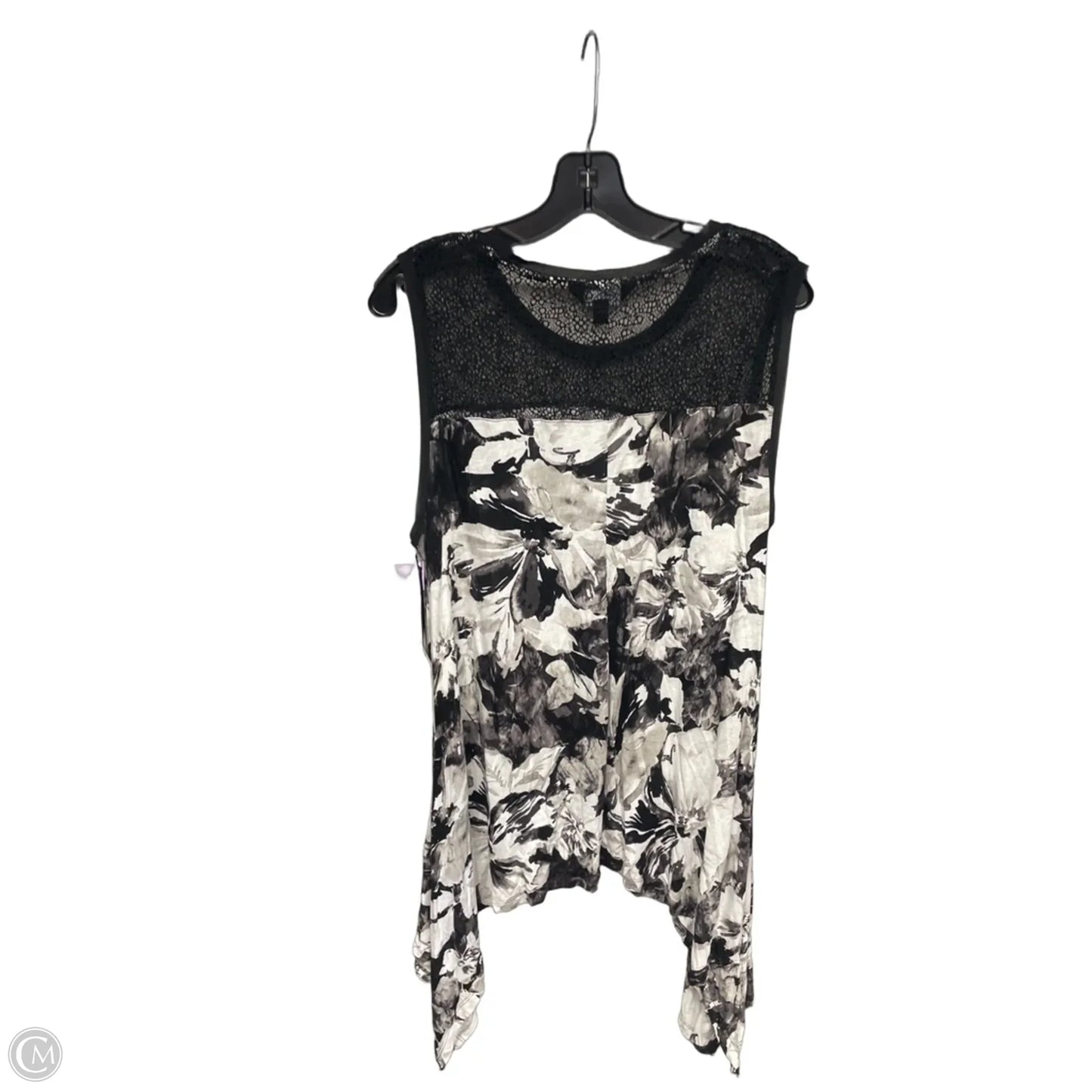 Top Short Sleeve By Simply Vera In Black & White, Size: Xl