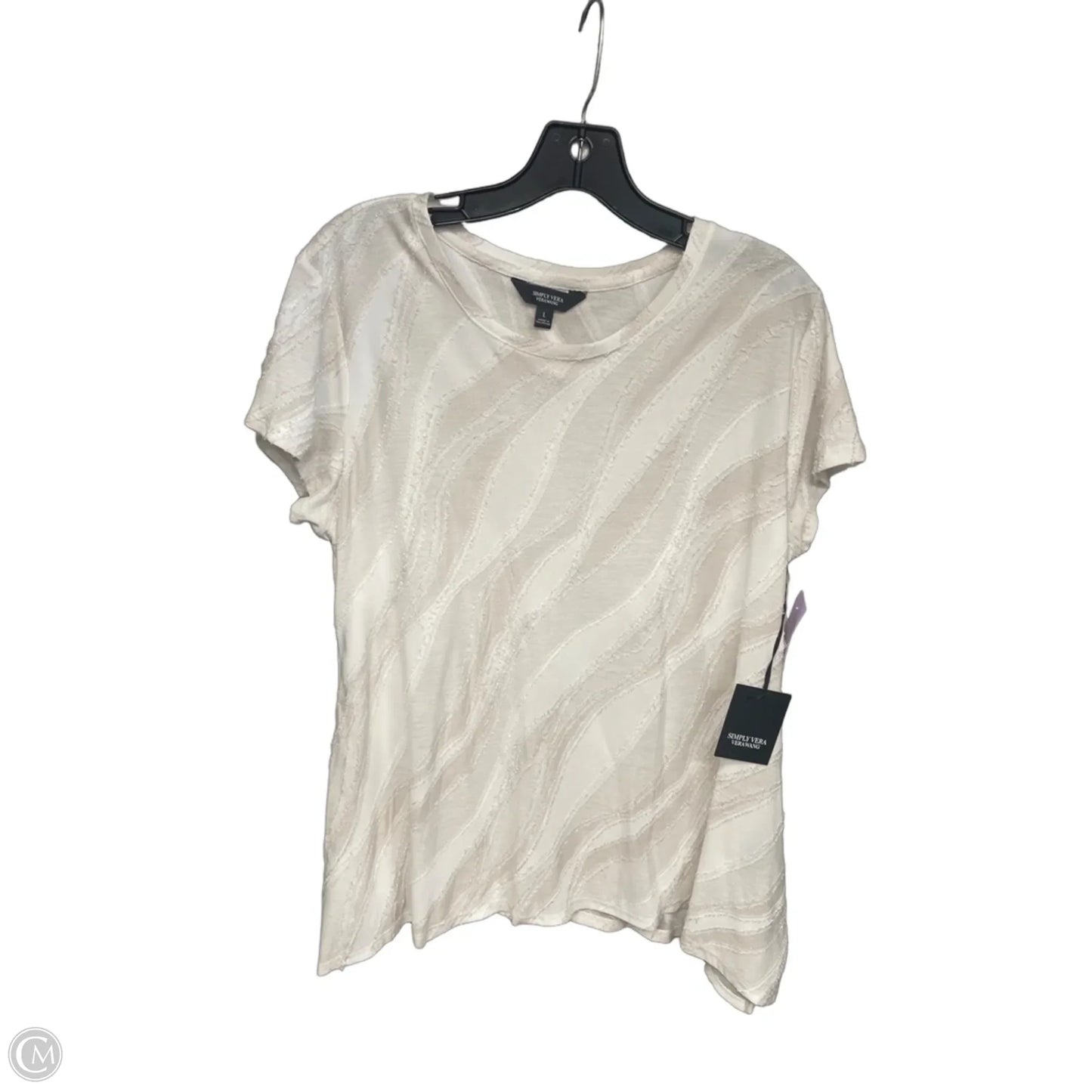 Top Short Sleeve By Simply Vera In Cream, Size: L