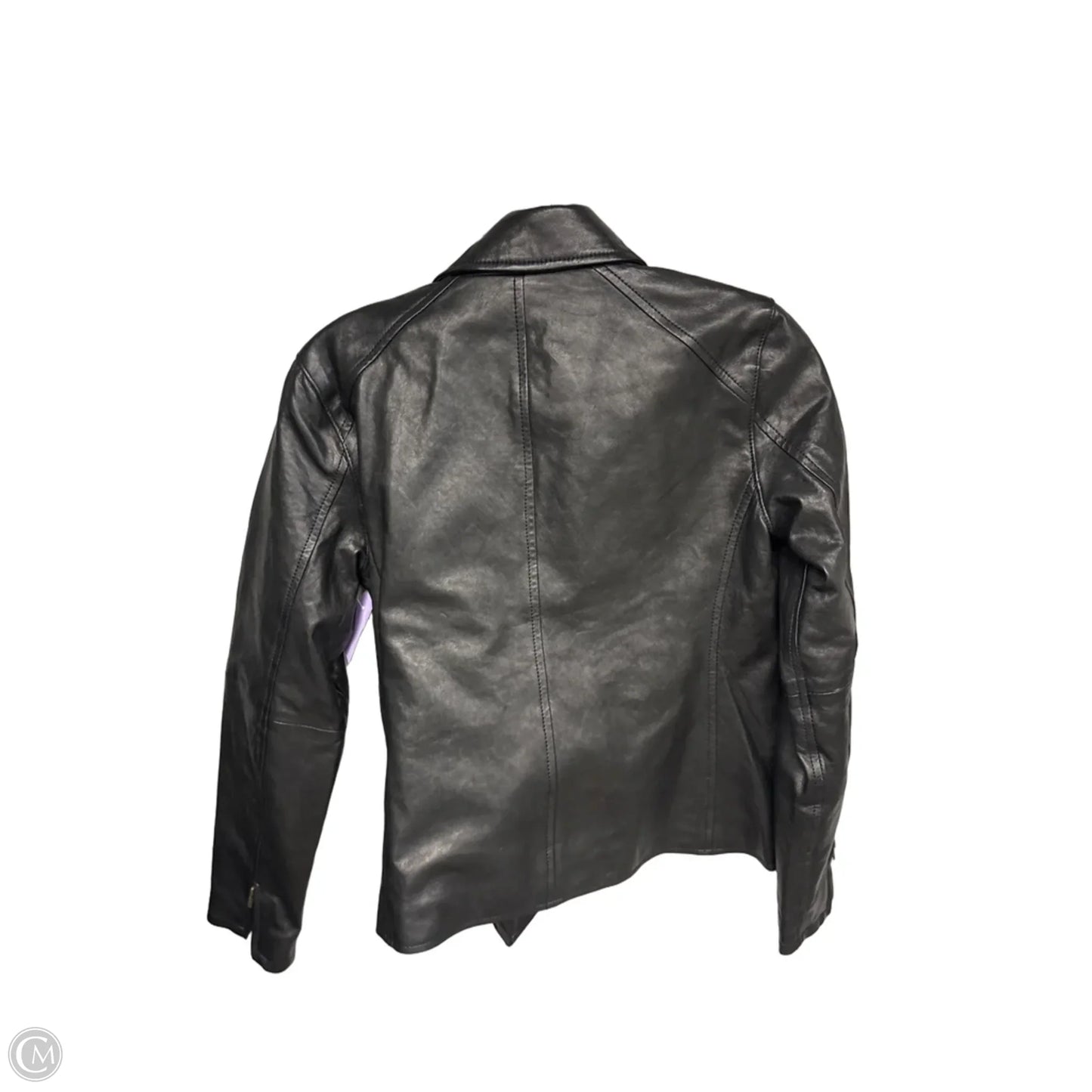 Jacket Leather By Eileen Fisher In Black, Size: 2