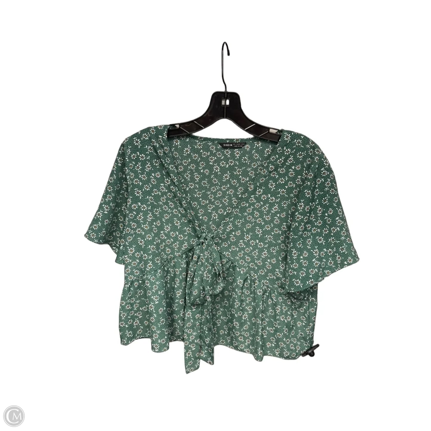 Top Short Sleeve By Shein In Green & White, Size: L