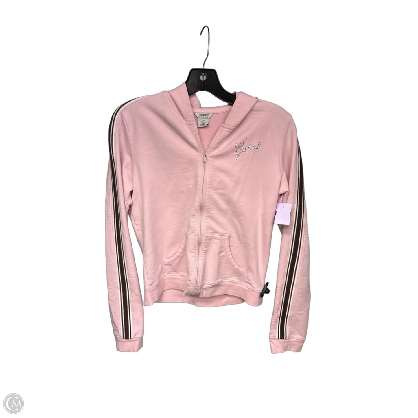 Sweatshirt Hoodie By Guess In Pink, Size: L