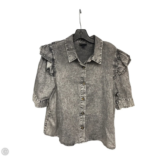 Top Short Sleeve By Who What Wear In Black Denim, Size: Xl