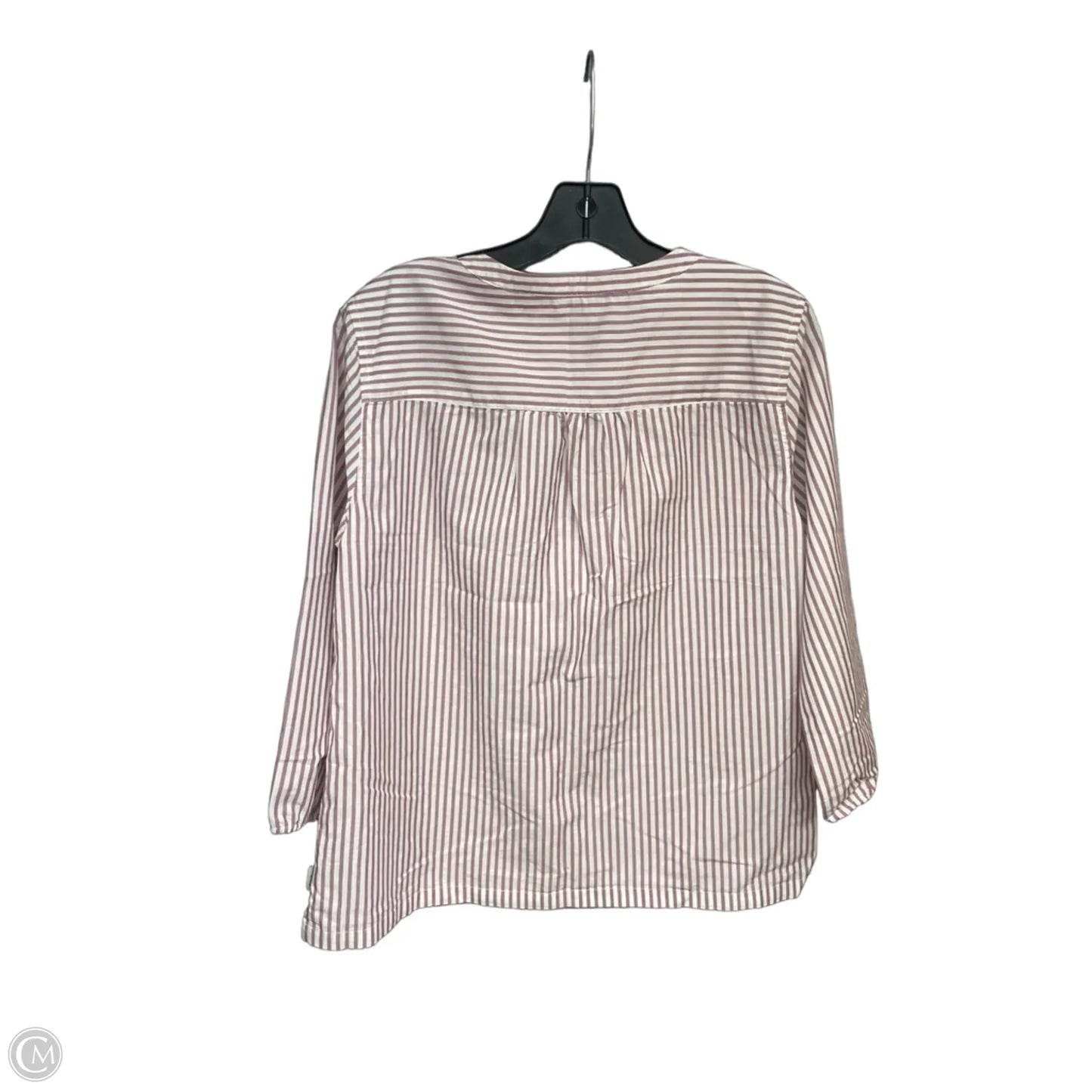 Top 3/4 Sleeve By Eddie Bauer In Purple & White, Size: M
