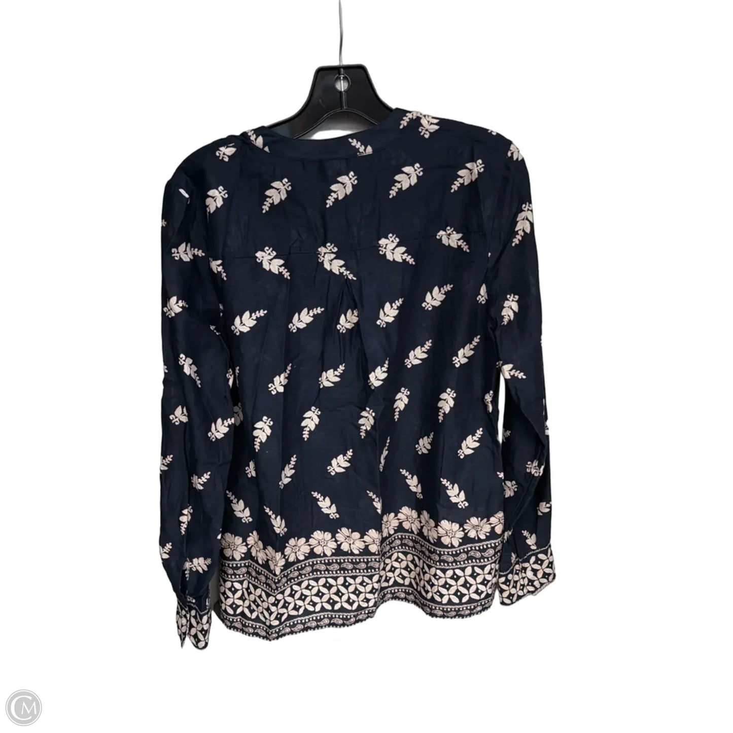 Top Long Sleeve By Tommy Hilfiger In Blue & Cream, Size: S