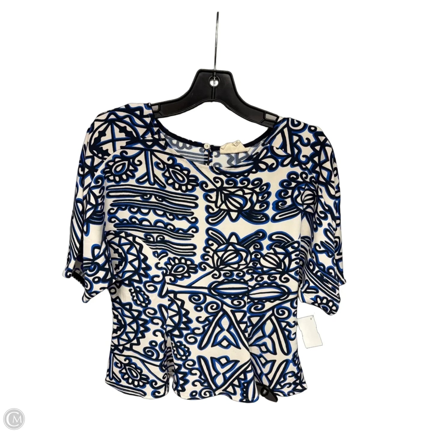 Top Short Sleeve By Melloday In Blue & White, Size: S