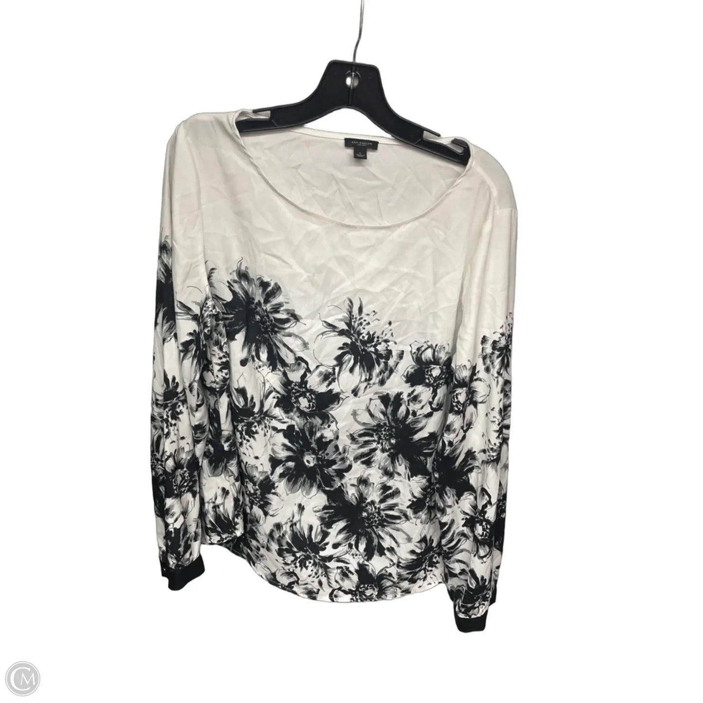 Top Long Sleeve By Ann Taylor In Black & White, Size: L