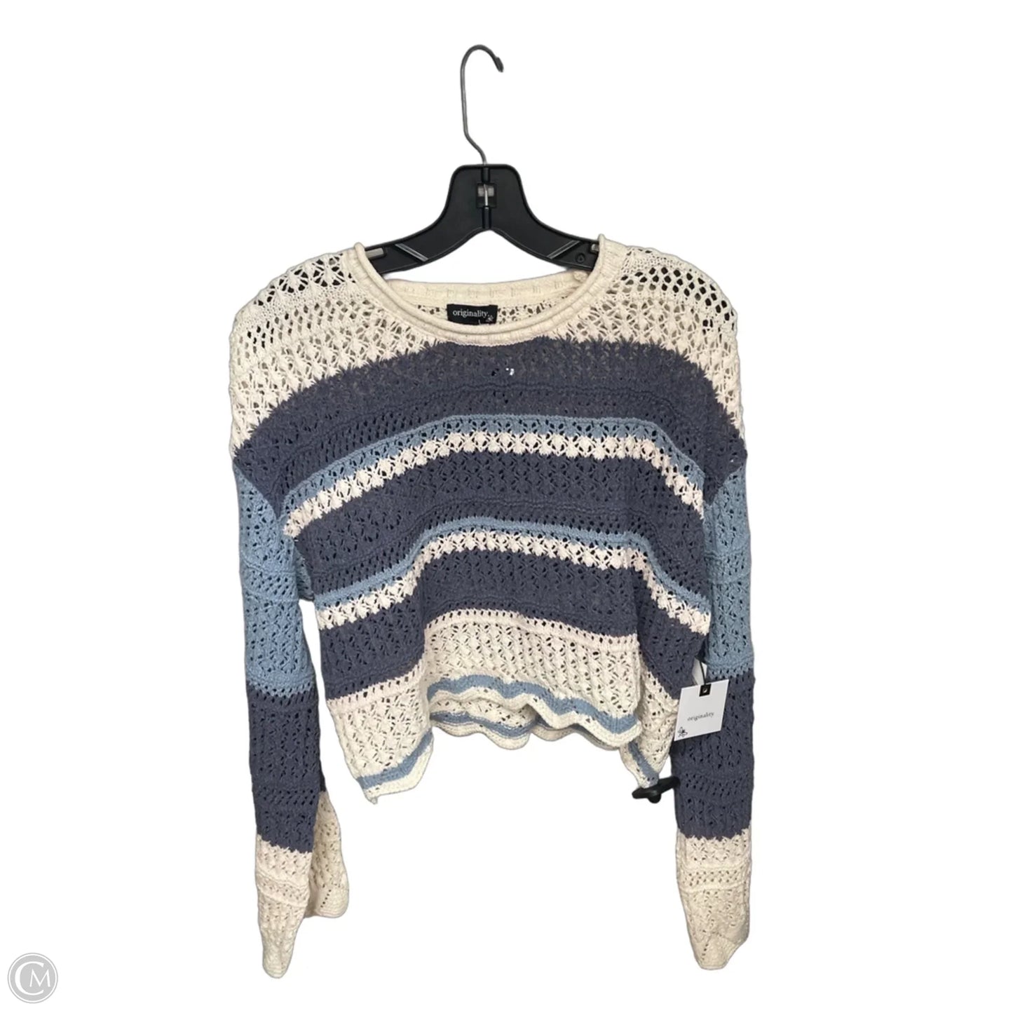 Sweater By Originality In Blue & Cream, Size: L
