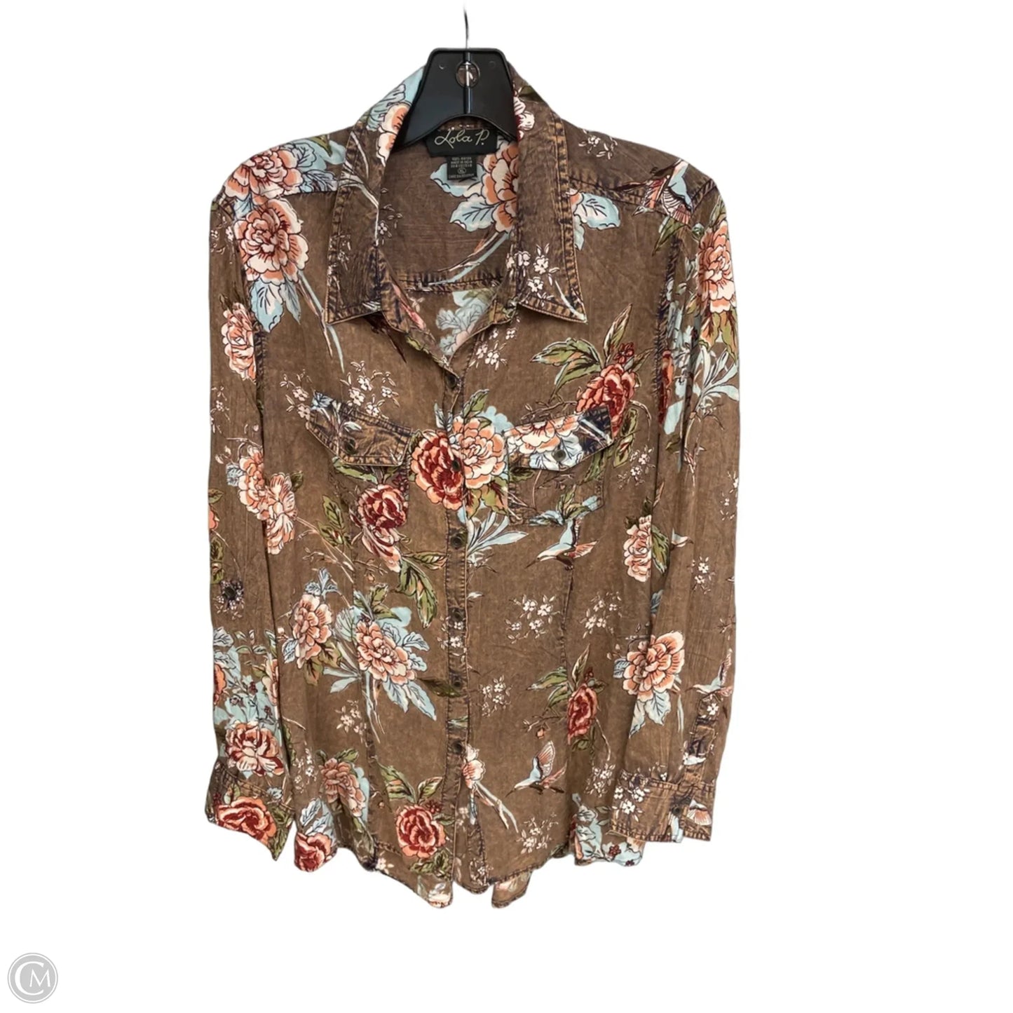 Top Long Sleeve By Clothes Mentor In Brown, Size: Xl