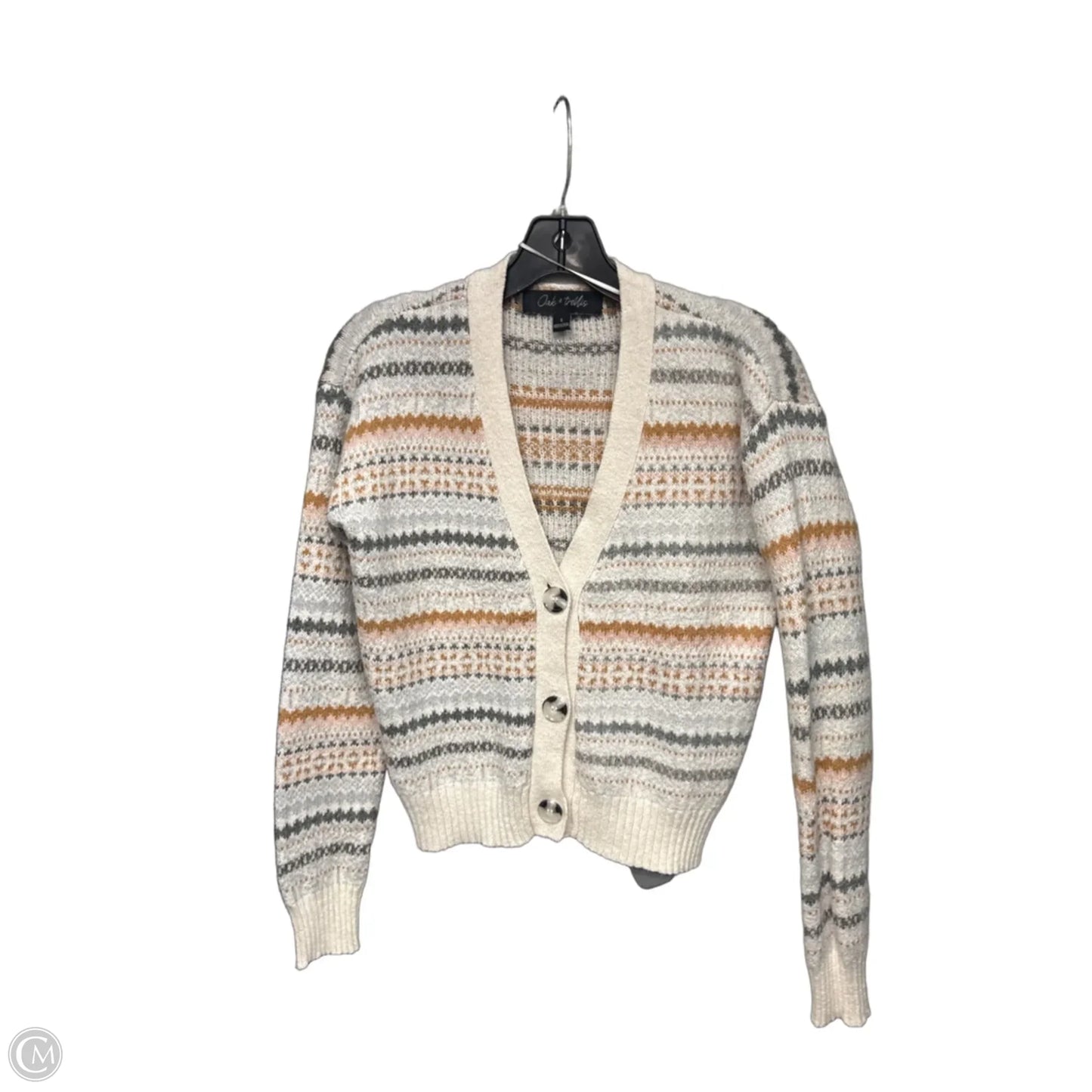Cardigan By Oak & Trellis In Cream & Grey, Size: S