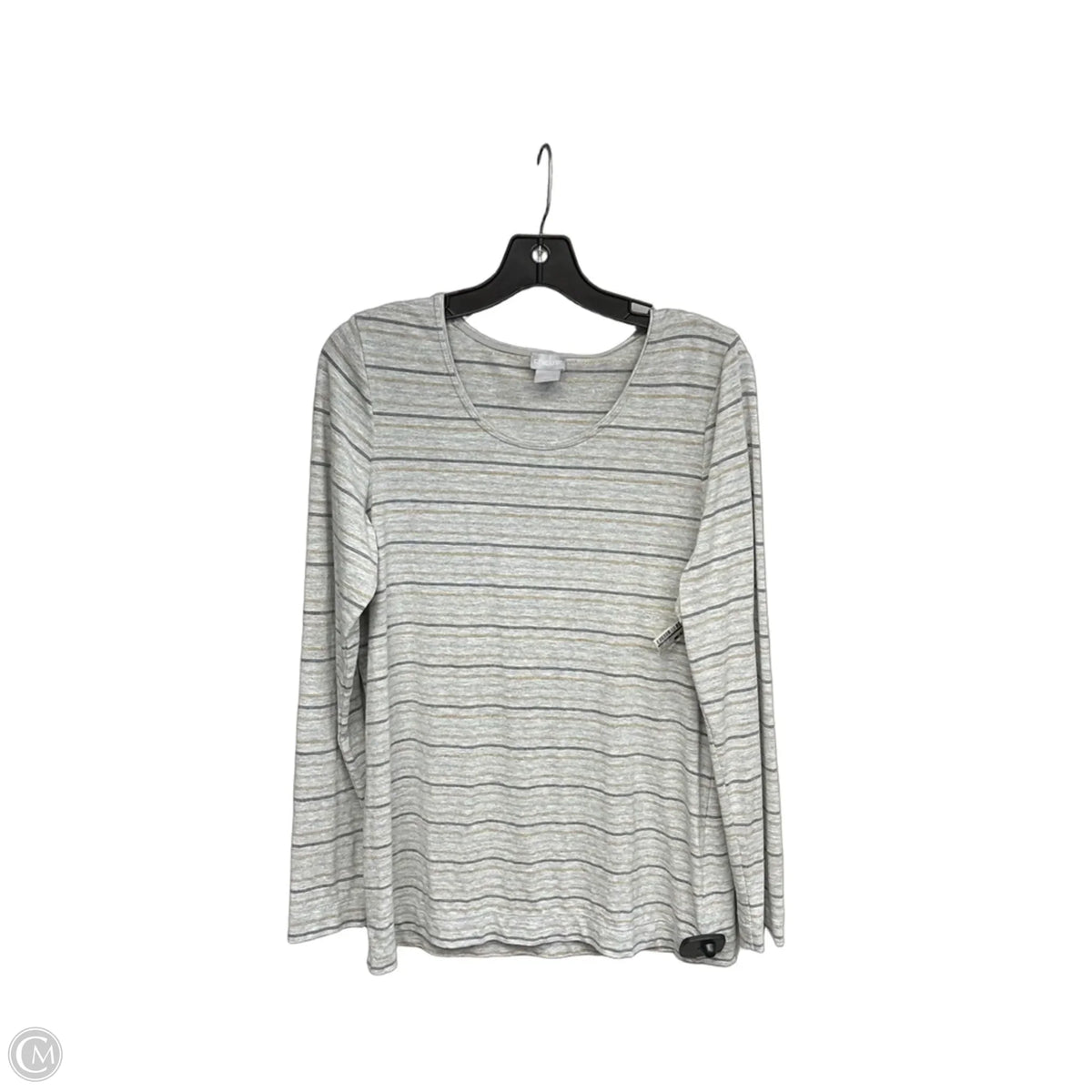 Top Long Sleeve Basic By Chicos In Gold & Grey, Size: M