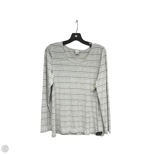 Top Long Sleeve Basic By Chicos In Gold & Grey, Size: M
