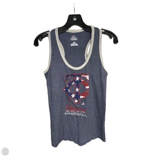 Athletic Tank Top By Majestic In Blue & Red, Size: M