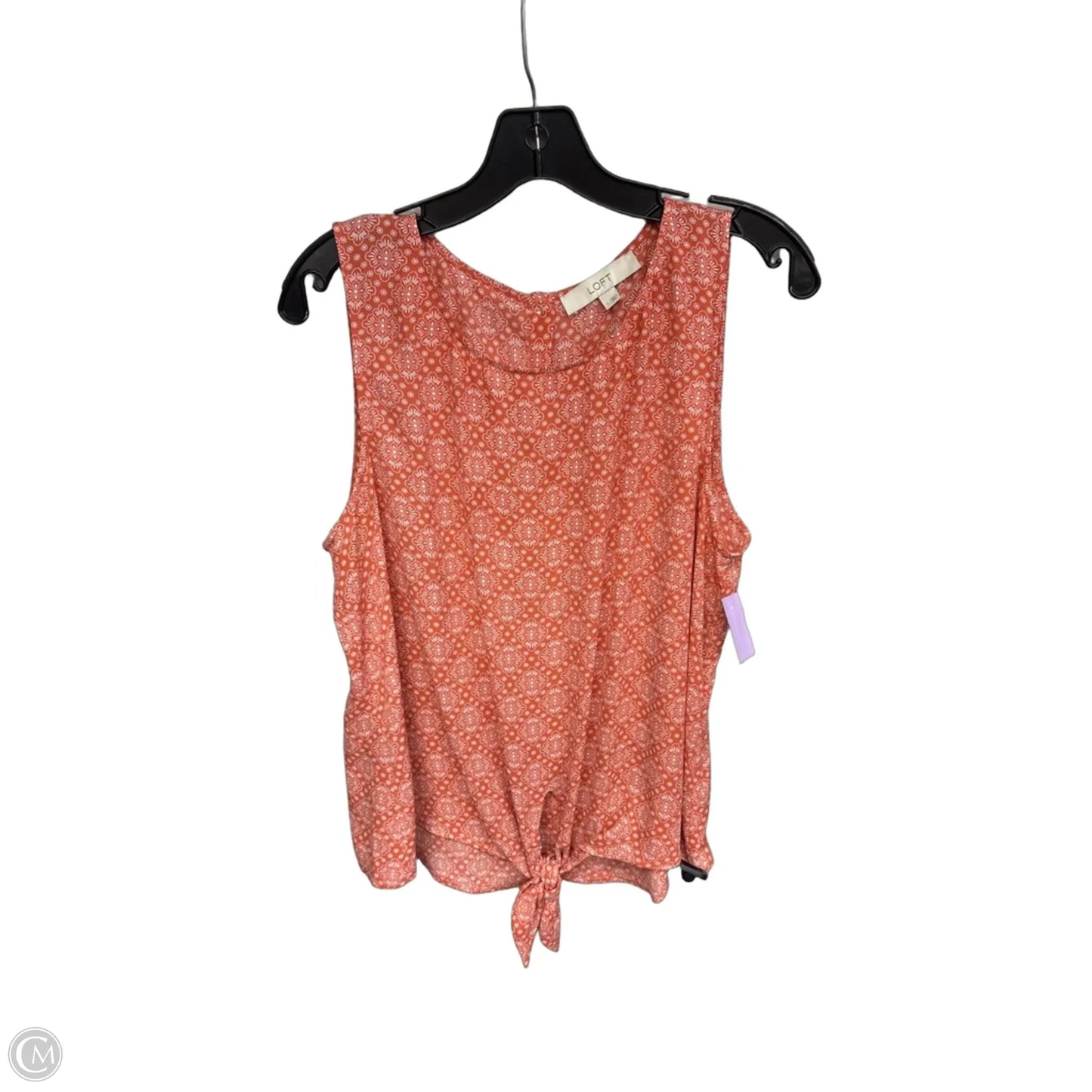 Top Sleeveless By Loft In Orange & White, Size: L
