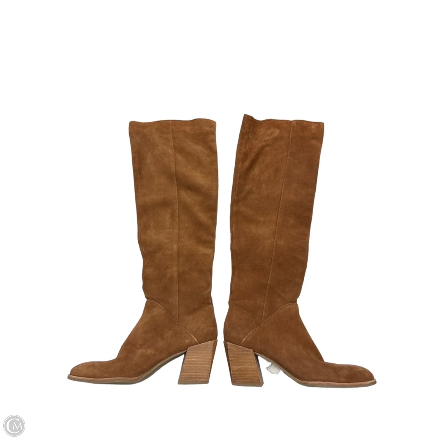 Boots Knee Heels By Clothes Mentor In Brown, Size: 7.5