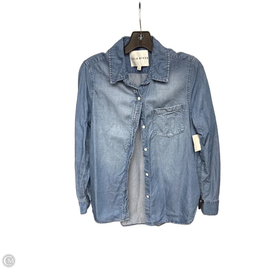 Blouse Long Sleeve By Lola River In Blue Denim, Size: S