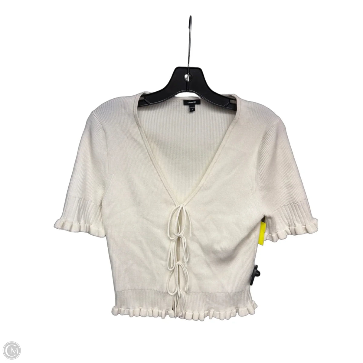 Top Short Sleeve By Express In Cream, Size: M