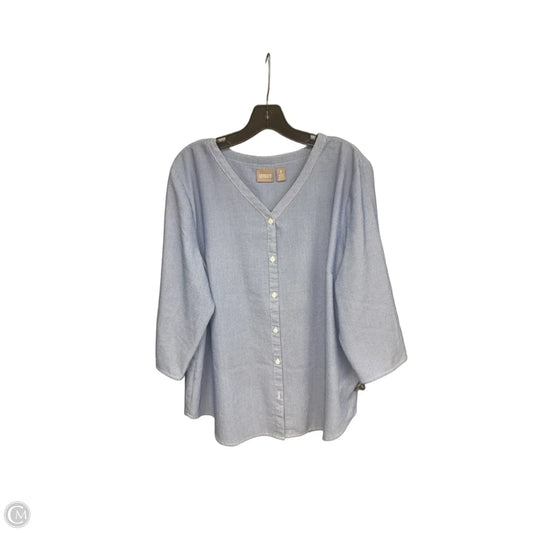 Top 3/4 Sleeve Basic By Chicos In Blue, Size: Xl