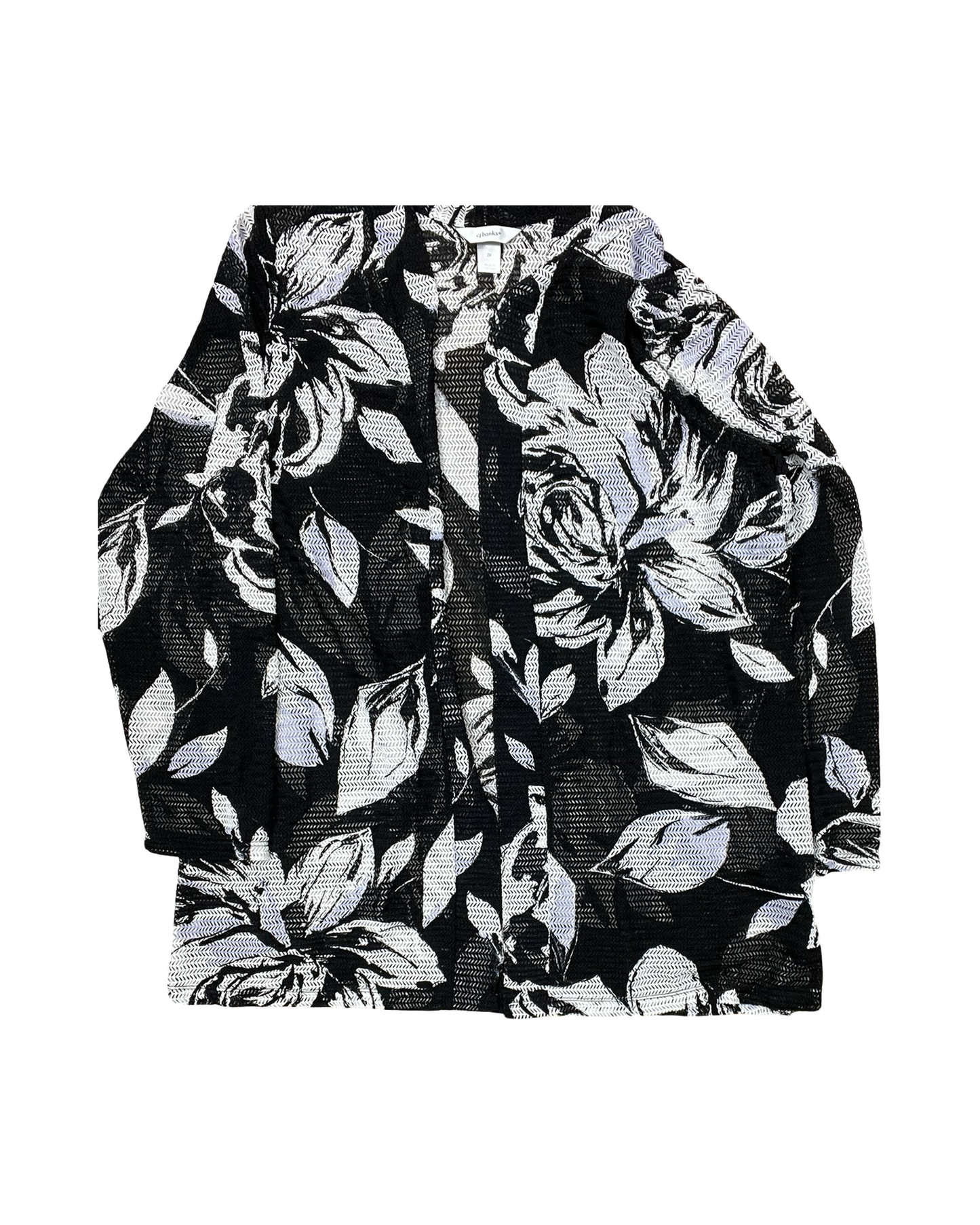 Cardigan By Cj Banks In Black & White, Size:2X