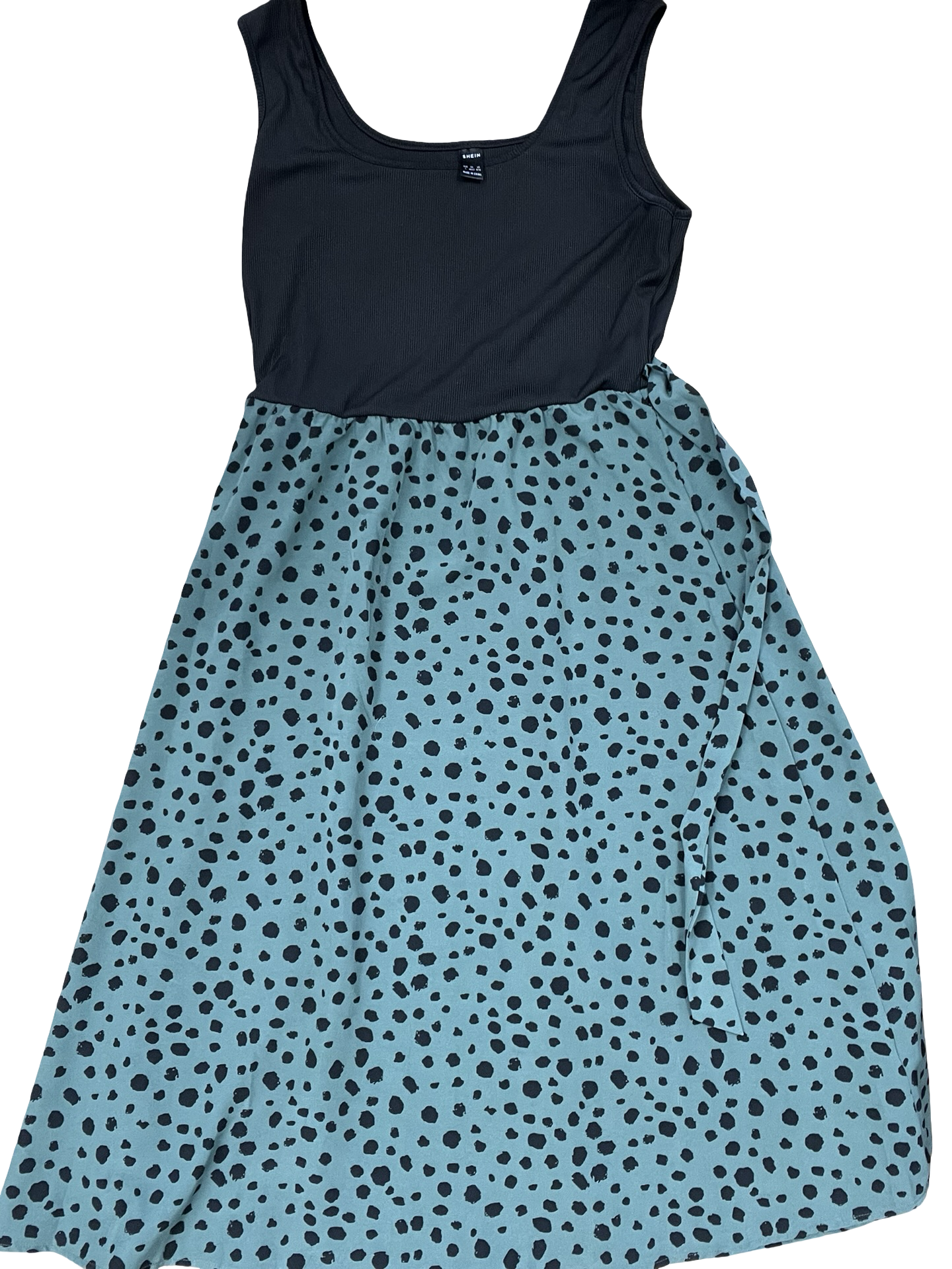 Dress Casual Midi By Shein In Black & Green, Size:L