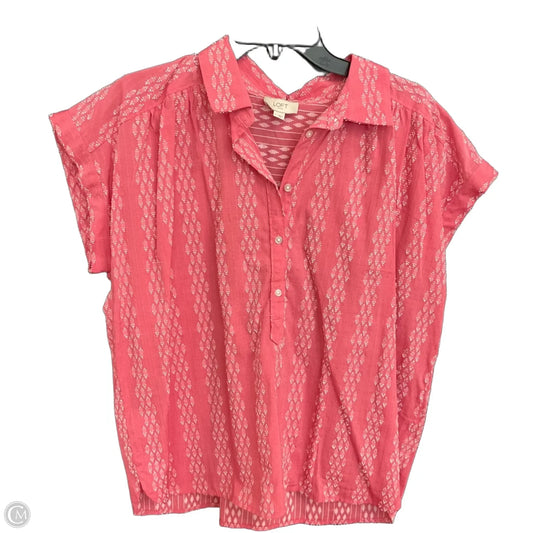 Blouse Short Sleeve By Loft In Red, Size: L