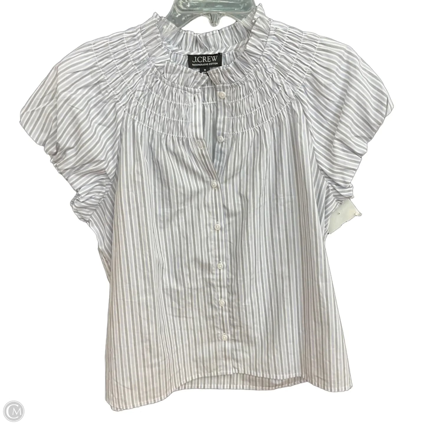 Blouse Short Sleeve By J. Crew In Striped Pattern, Size: M
