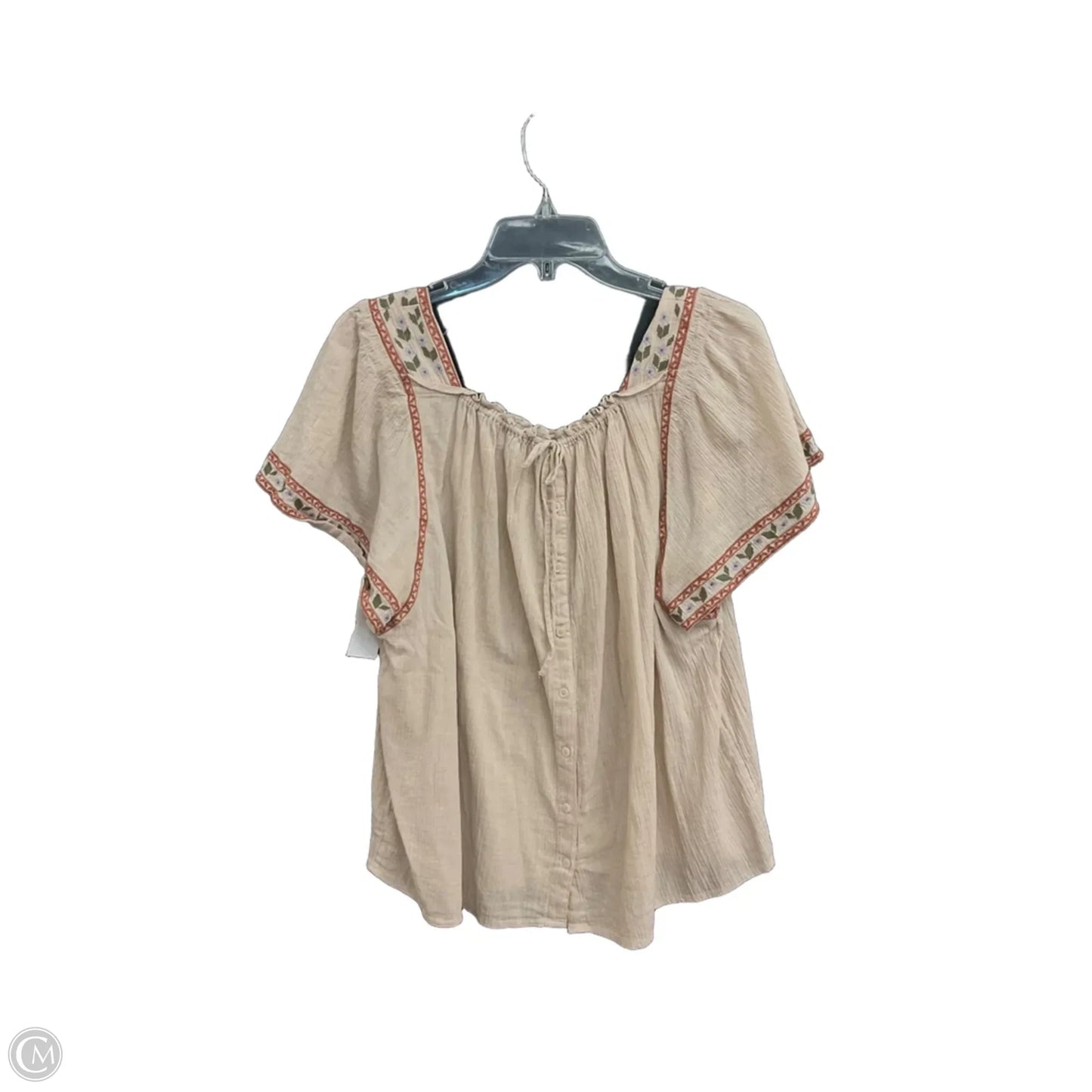 Top Short Sleeve By Madewell In Tan, Size: L