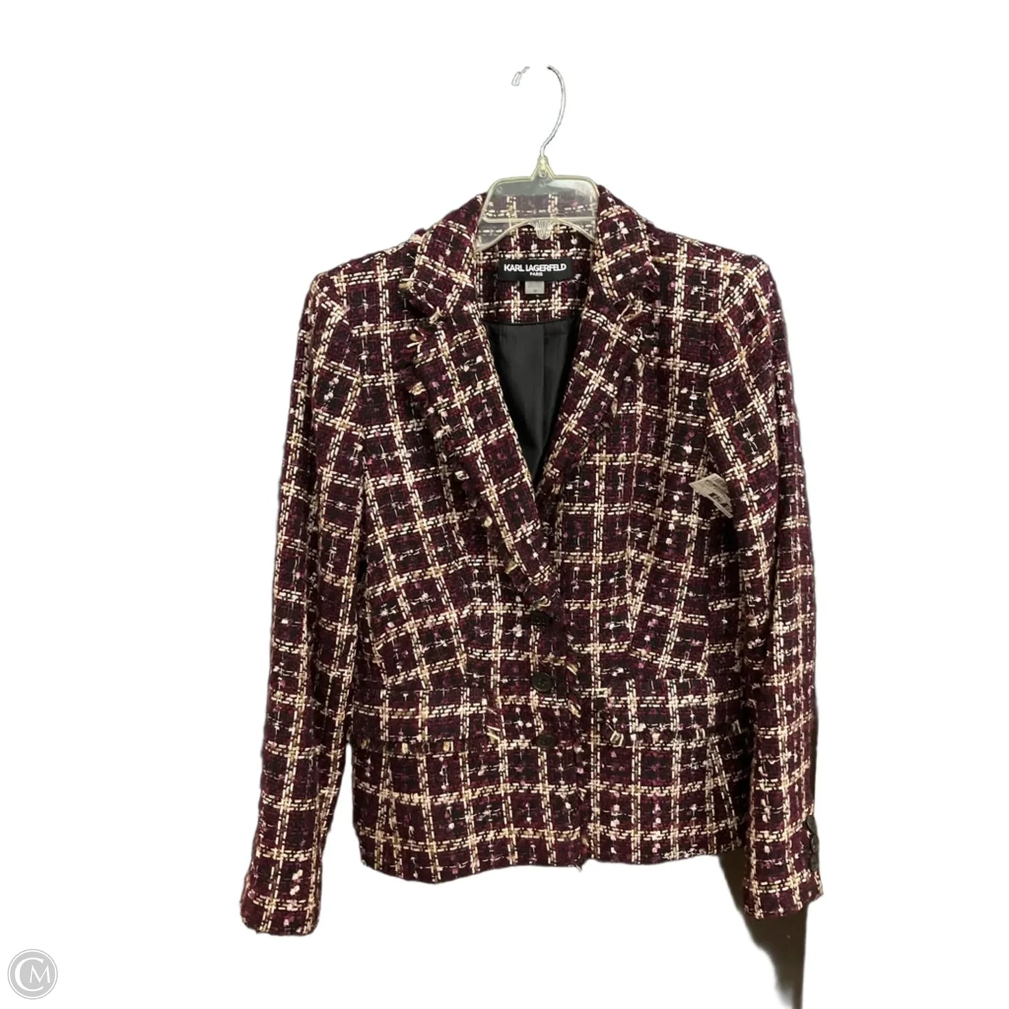 Blazer Designer By Karl Lagerfeld In Purple, Size: L