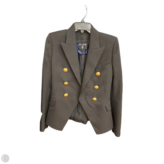 Blazer Luxury Designer By Balmain In Black, Size: Xs