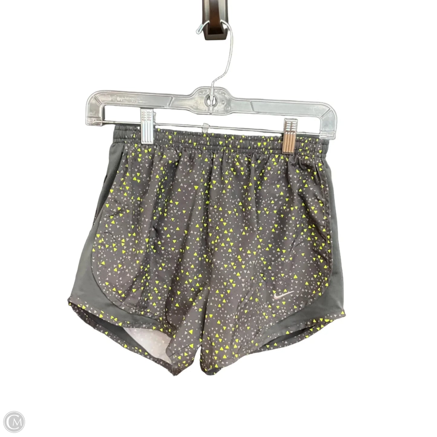 Athletic Shorts By Nike Apparel In Grey & Yellow, Size: S