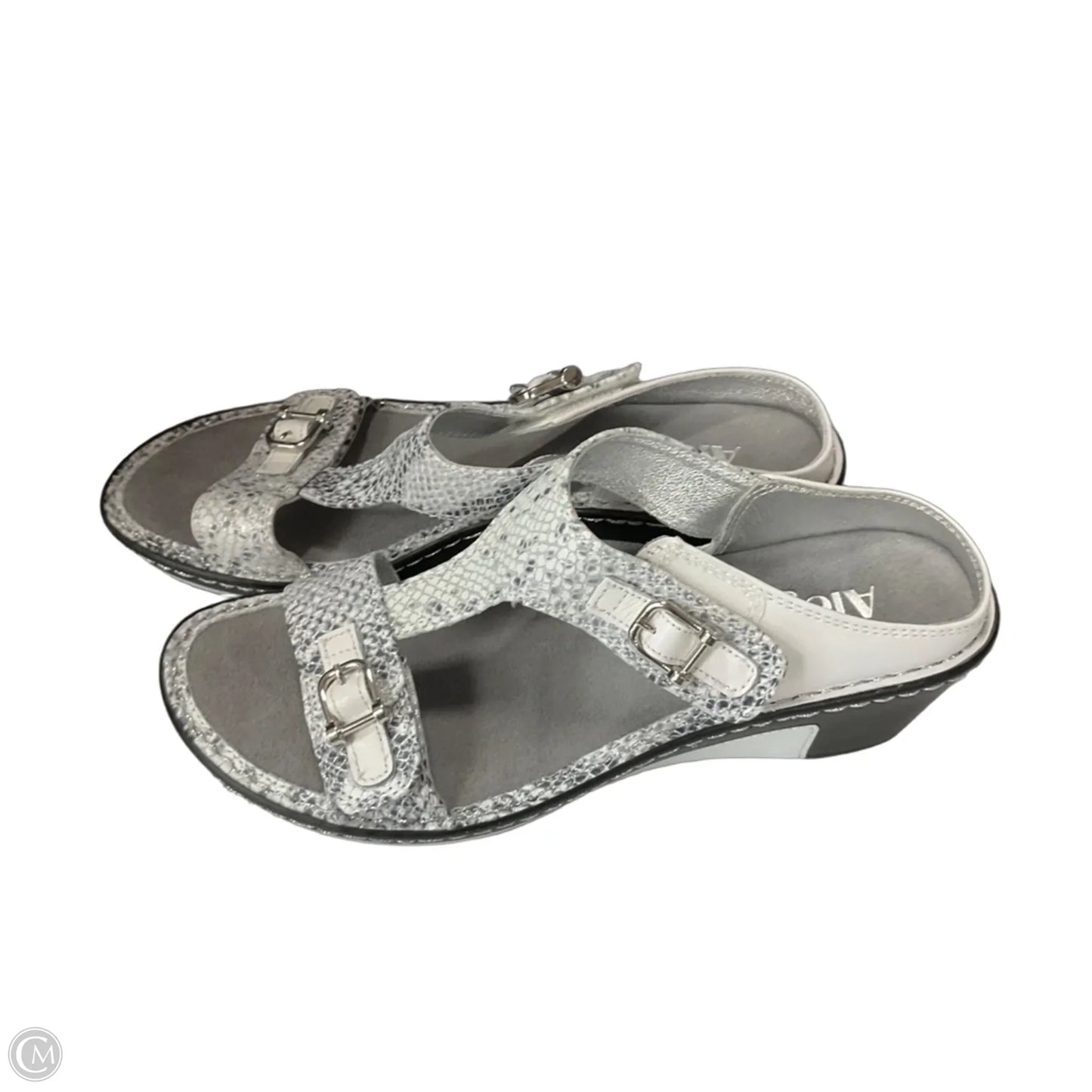 Sandals Heels Wedge By Alegria In Silver & White, Size: 9