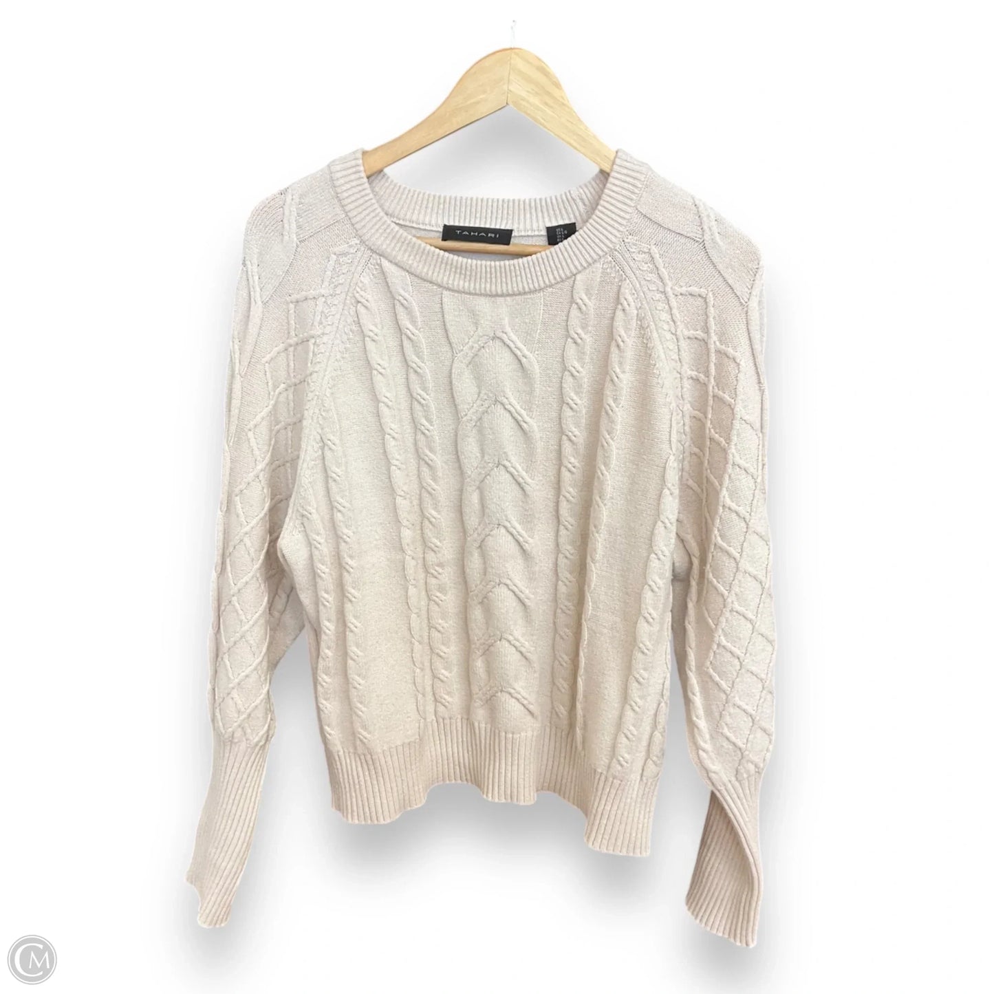 Sweater By Tahari By Arthur Levine In Beige, Size: L