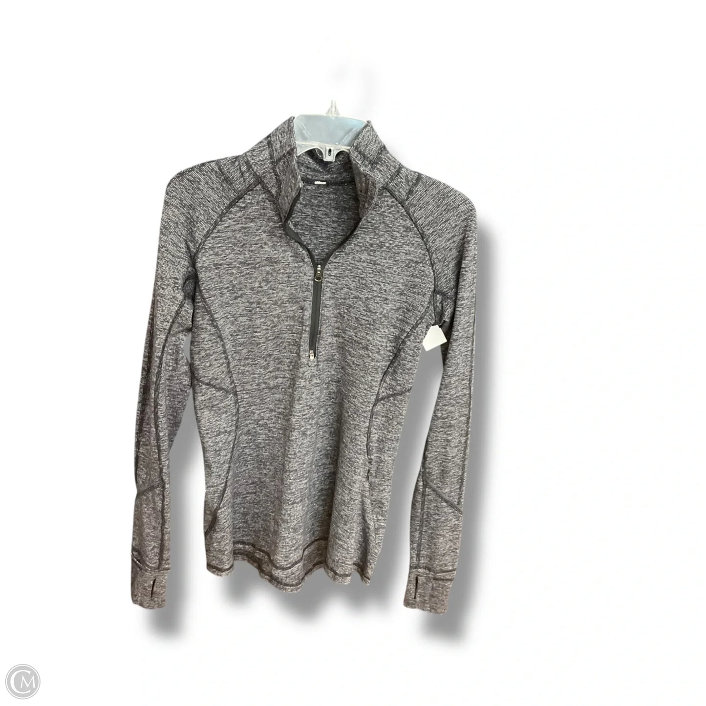 Athletic Top Long Sleeve Collar By Lululemon In Black & White, Size: L