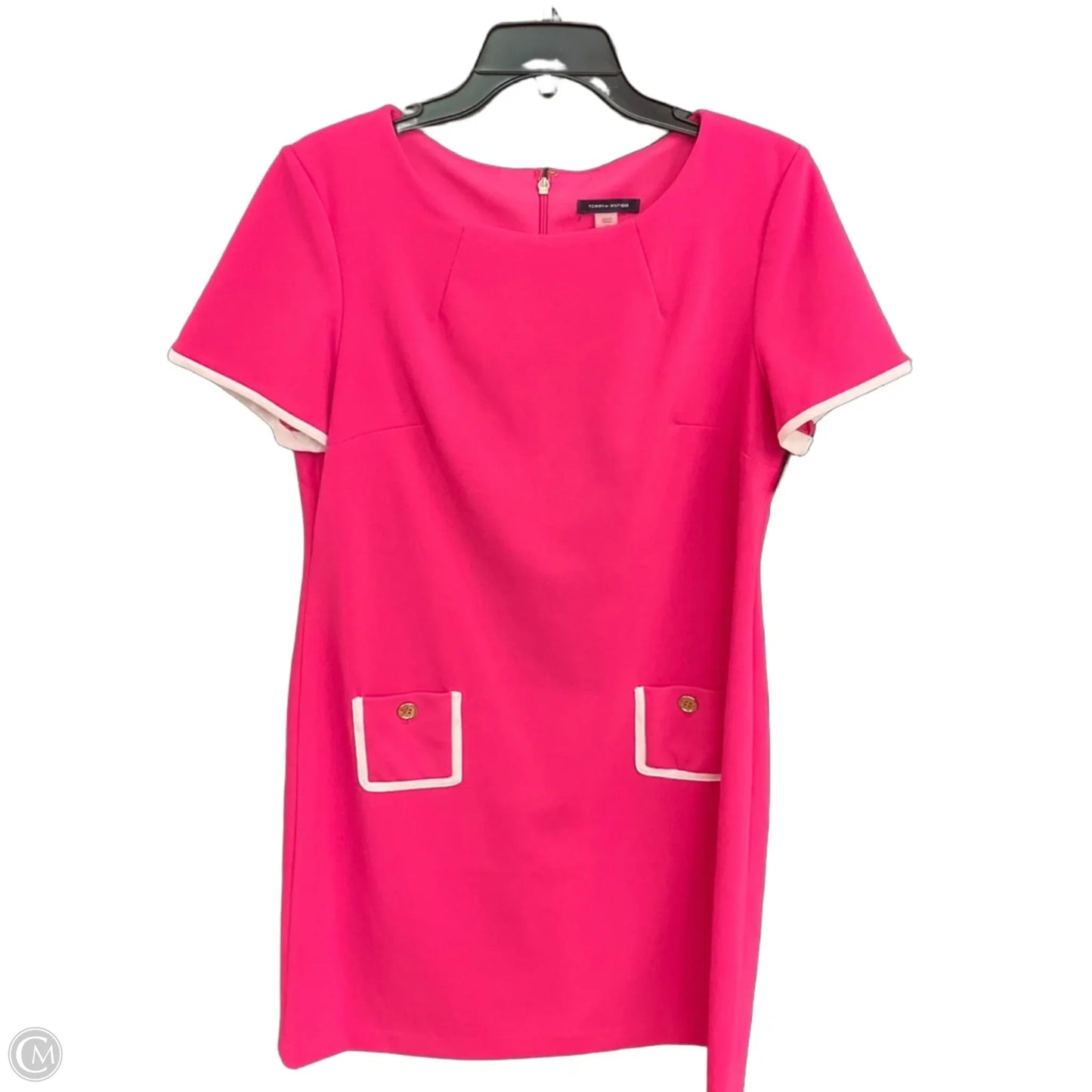 Dress Casual Midi By Tommy Hilfiger In Pink & White, Size: L