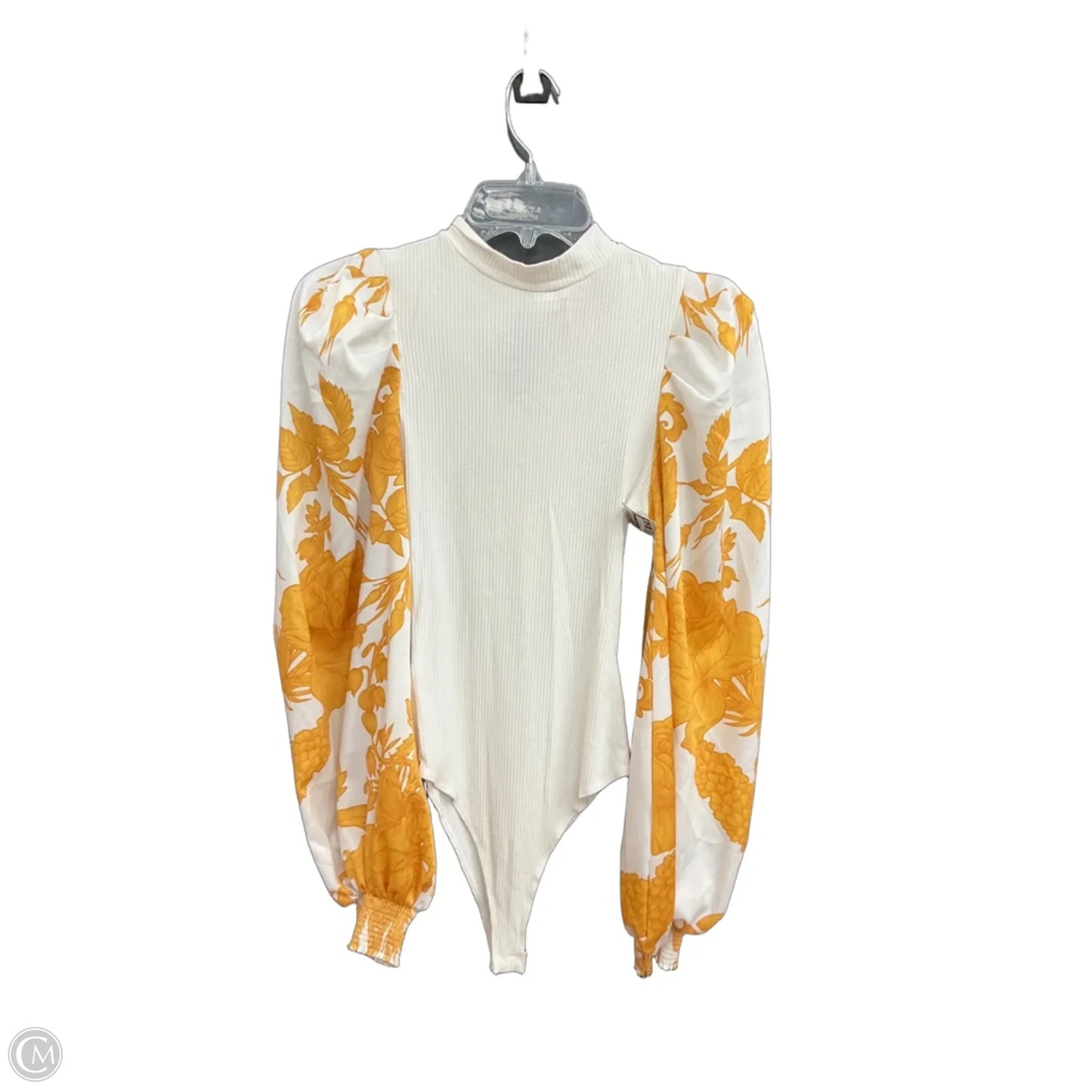 Top Long Sleeve By Flying Tomato In White & Yellow, Size: S