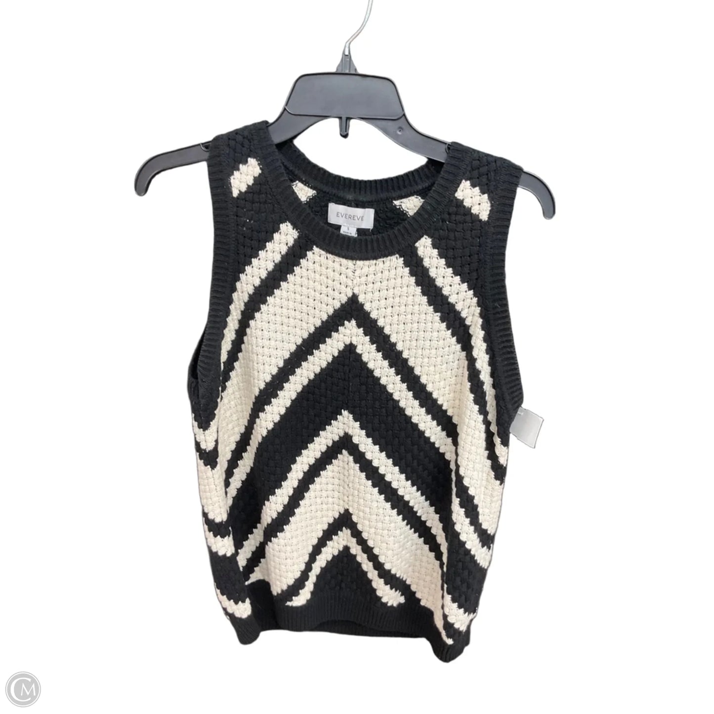 Top Sleeveless By Evereve In Black & Cream, Size: S