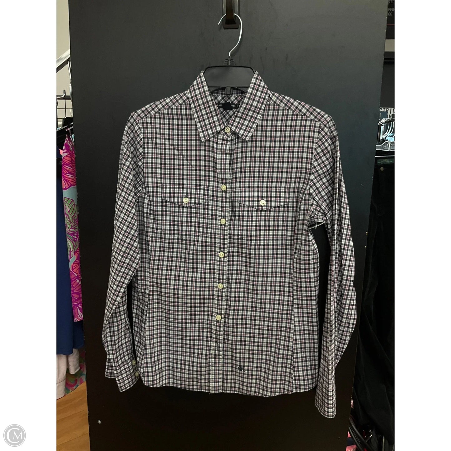 Blouse Long Sleeve By Banana Republic In Checkered Pattern, Size: Sp