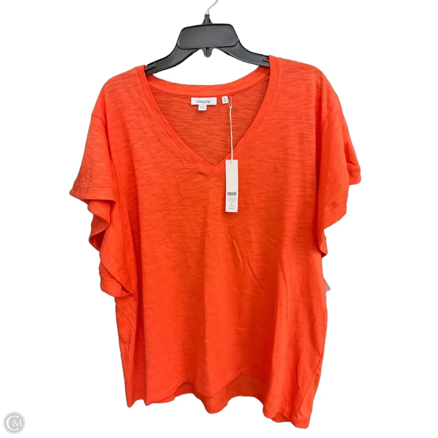Top Short Sleeve By Chicos In Orange, Size: Xxl