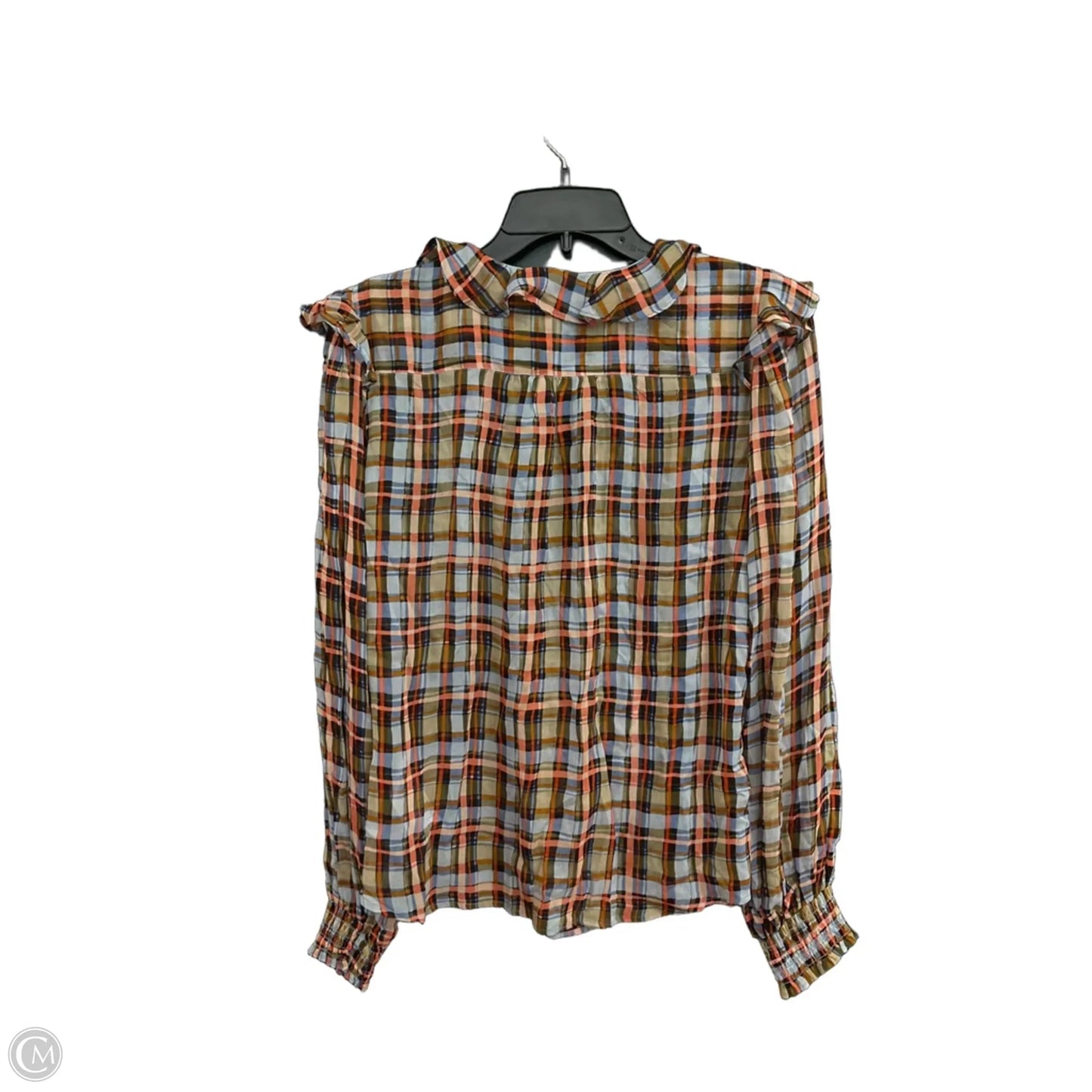 Top Long Sleeve By Maeve In Checkered Pattern, Size: M