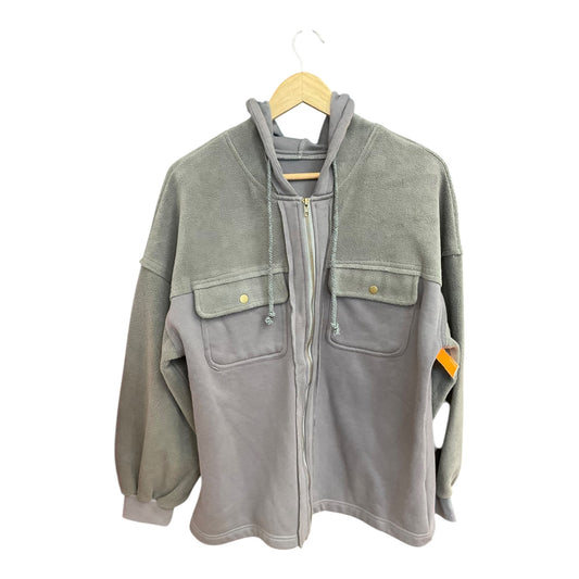 Jacket Shirt By Clothes Mentor In Grey, Size: L