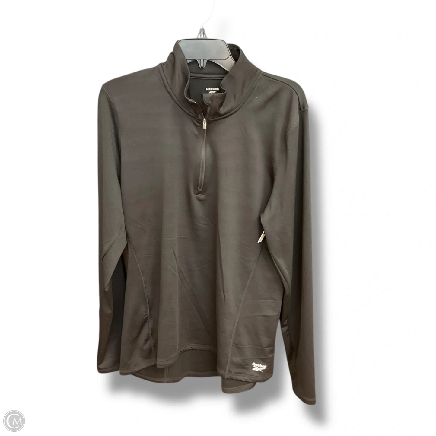 Athletic Top Long Sleeve Collar By Reebok In Black, Size: Xl