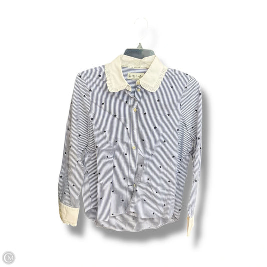 Blouse Designer By Kate Spade In Blue & White, Size: S