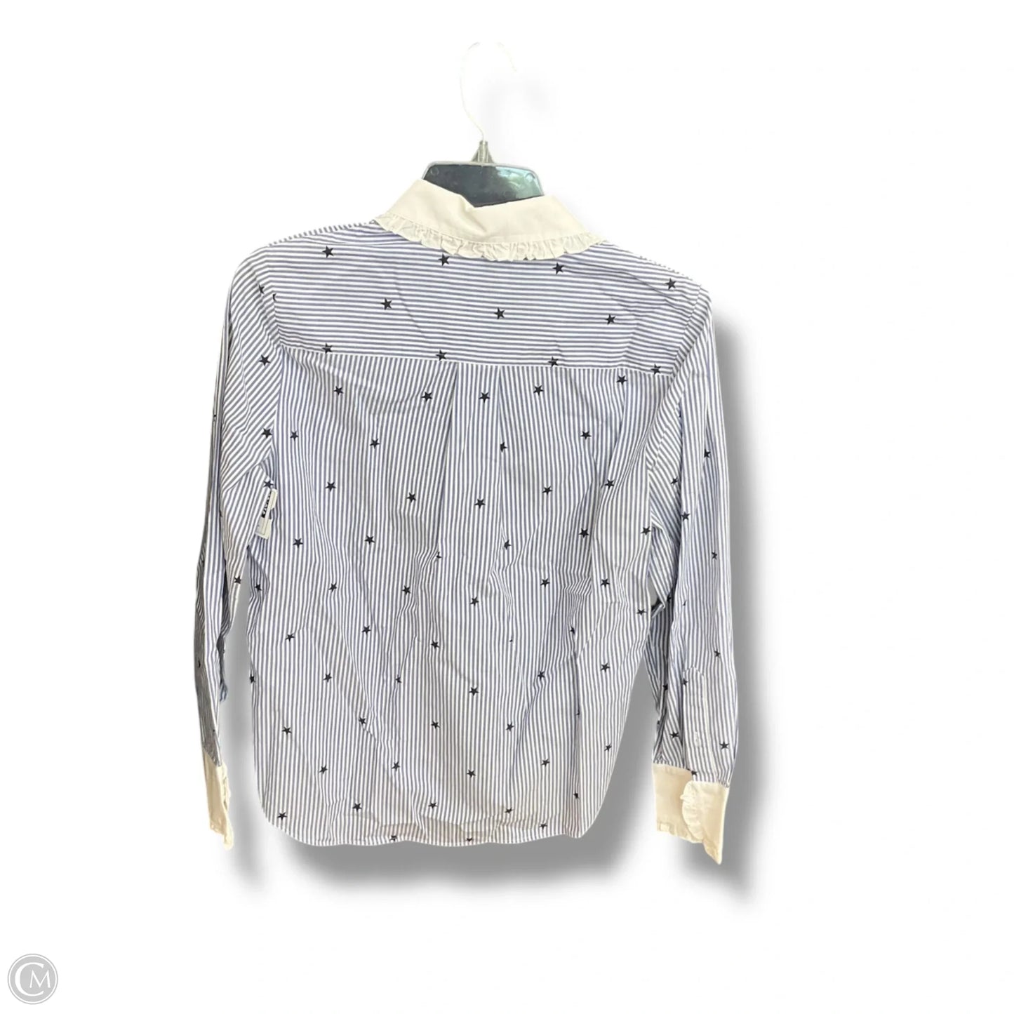 Blouse Designer By Kate Spade In Blue & White, Size: S