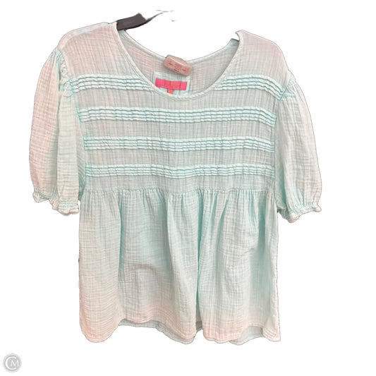 Top Short Sleeve By Simply Southern In Aqua, Size: Xxl