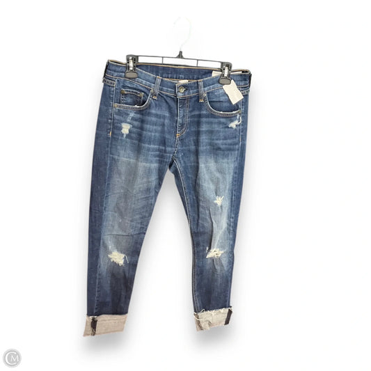 Jeans Straight By Rag & Bones Jeans In Blue Denim, Size: 4