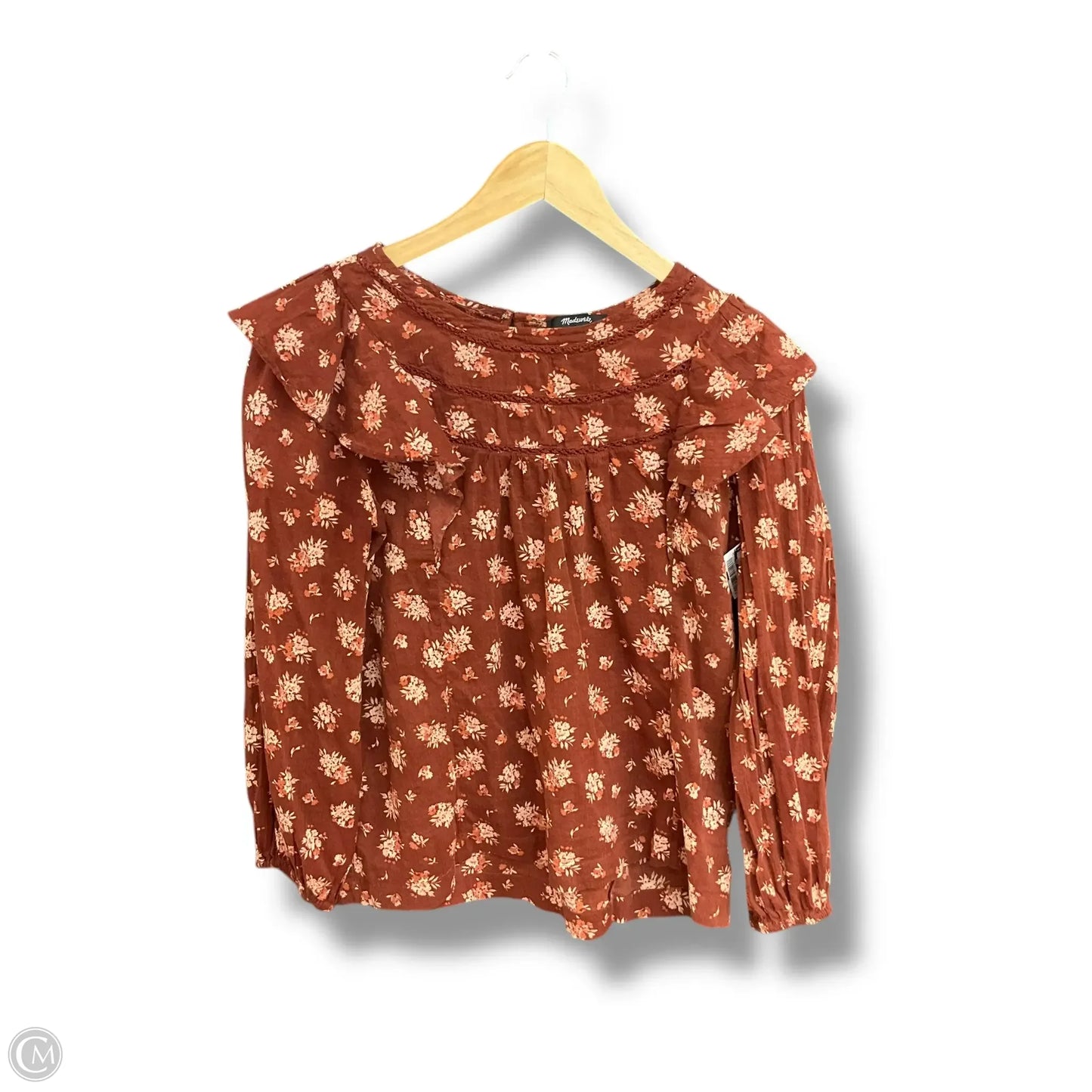 Top Long Sleeve By Madewell In Floral Print, Size: Xs